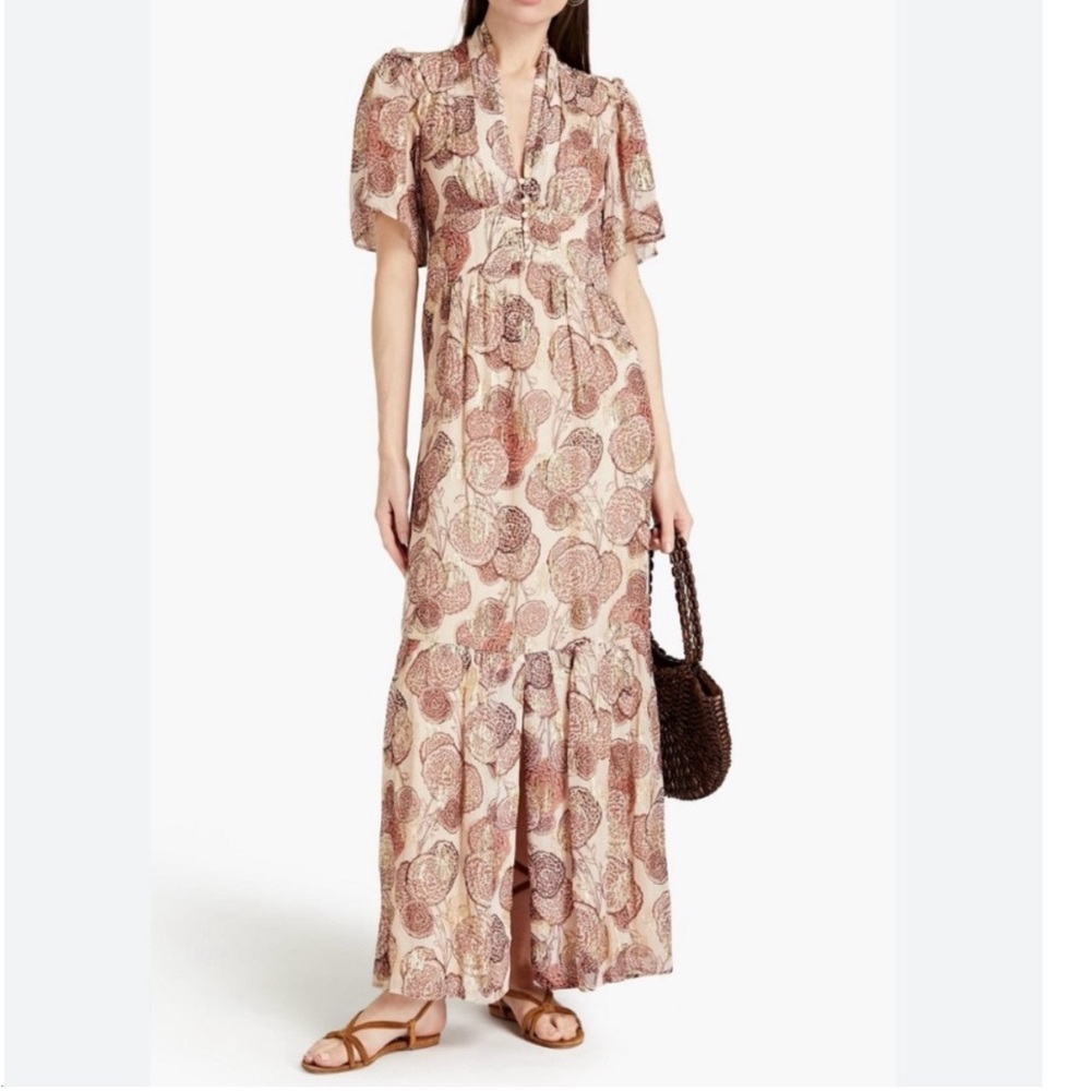 BA&SH Hide pink metallic Maxi Dress size 2 (medium) NWT